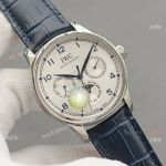 Top Replica IWC Portuguese White Face Moonphase Stainless Steel Case Watch